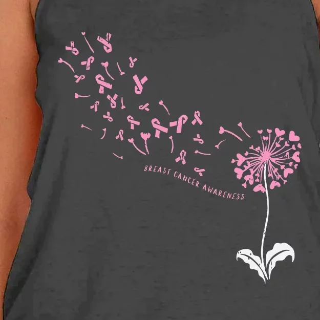 Dandelion Breast Cancer Awareness Pink Ribbon Support Gift Women's Knotted Racerback Tank