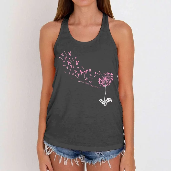 Dandelion Breast Cancer Awareness Pink Ribbon Support Gift Women's Knotted Racerback Tank