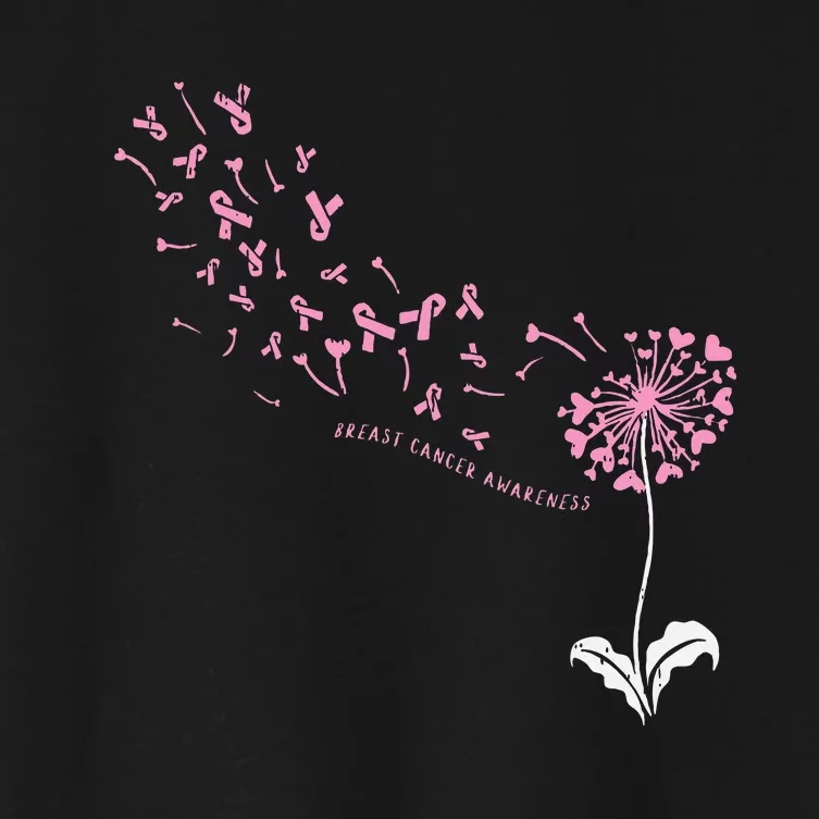 Dandelion Breast Cancer Awareness Pink Ribbon Support Gift Women's Crop Top Tee