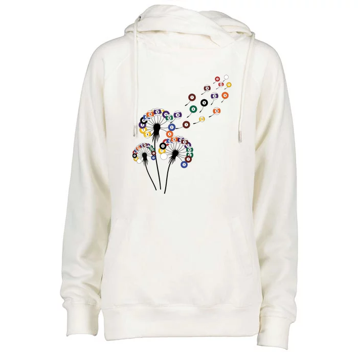 Dandelion Billiard Cute Billiard Player Snooker Gift Womens Funnel Neck Pullover Hood