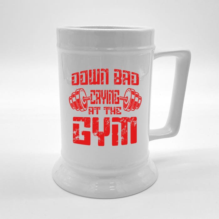 Down Bad Crying At The Gym Funny Gym Stay Cool Meaningful Gift Front & Back Beer Stein