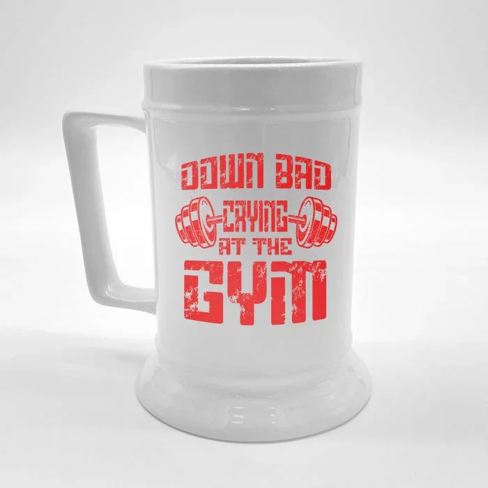 Down Bad Crying At The Gym Funny Gym Stay Cool Meaningful Gift Front & Back Beer Stein