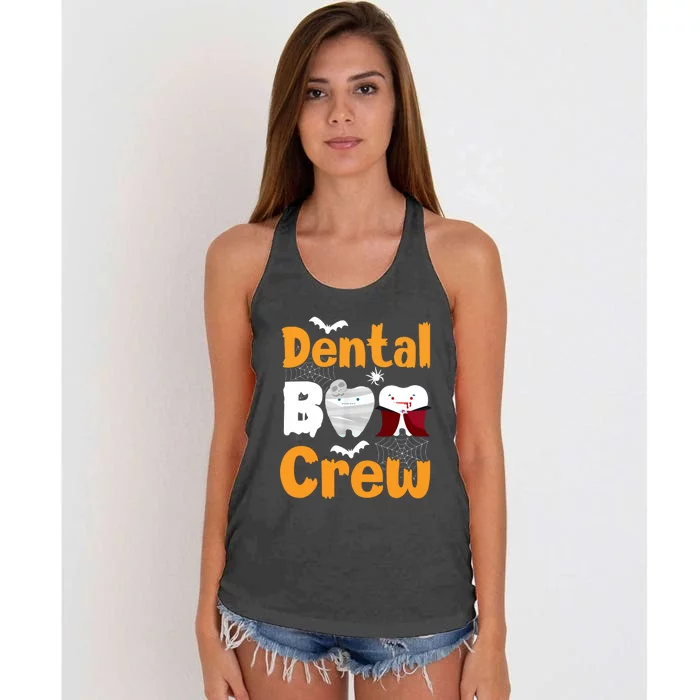 Dental Boo Crew Halloween Funny Dentist Assistant Gift Women's Knotted Racerback Tank