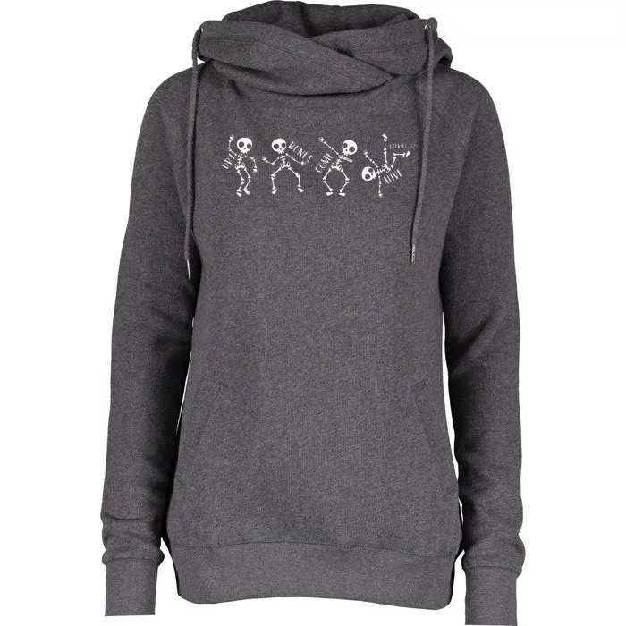 Dry B.ones Come Alive Relaxed Funny Skeleton Dancing Womens Funnel Neck Pullover Hood