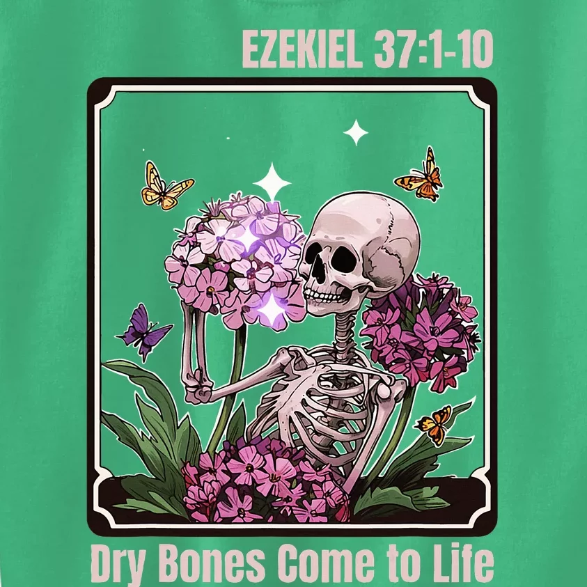 Dry Bone Come To Life Skeleton Floral Kids Sweatshirt