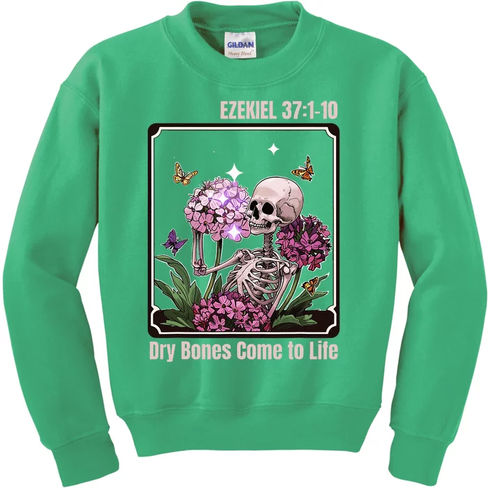 Dry Bone Come To Life Skeleton Floral Kids Sweatshirt