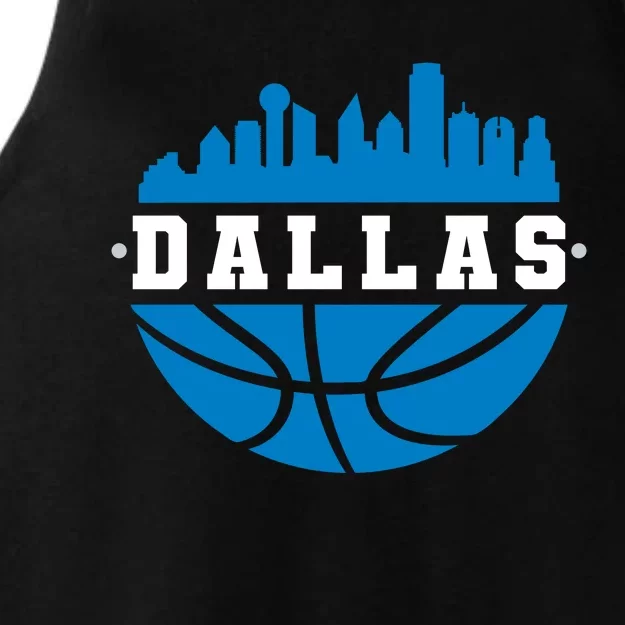 Dallas Basketball City Skyline Ladies Tri-Blend Wicking Tank