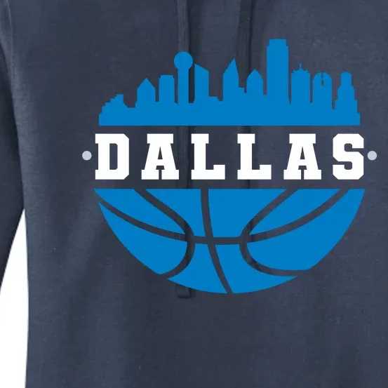 Dallas Basketball City Skyline Women's Pullover Hoodie