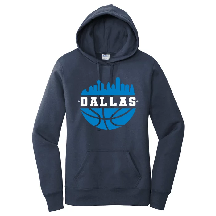 Dallas Basketball City Skyline Women's Pullover Hoodie