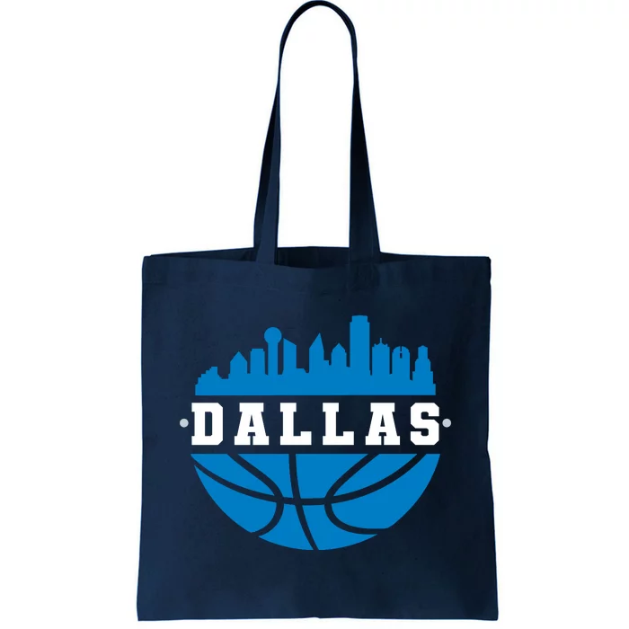 Dallas Basketball City Skyline Tote Bag