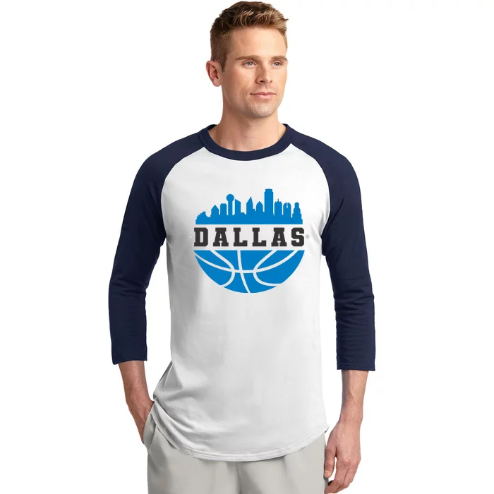 Dallas Basketball City Skyline Baseball Sleeve Shirt