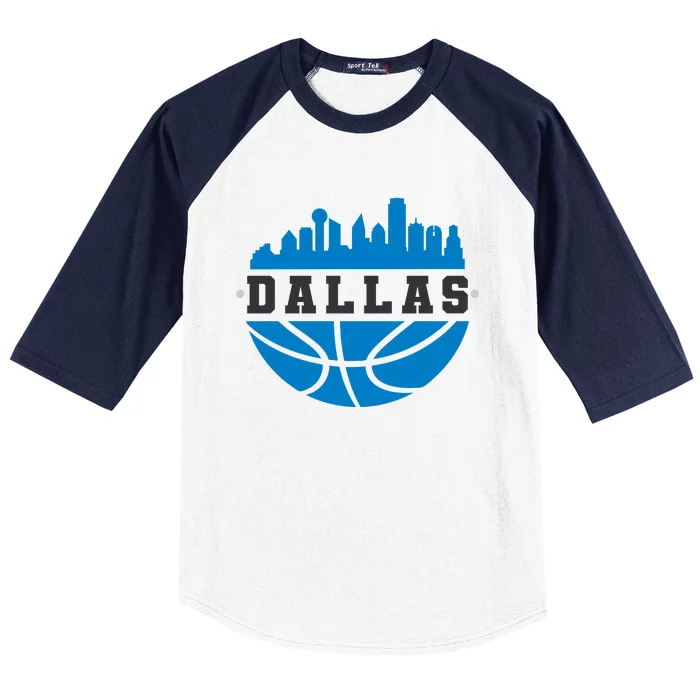 Dallas Basketball City Skyline Baseball Sleeve Shirt