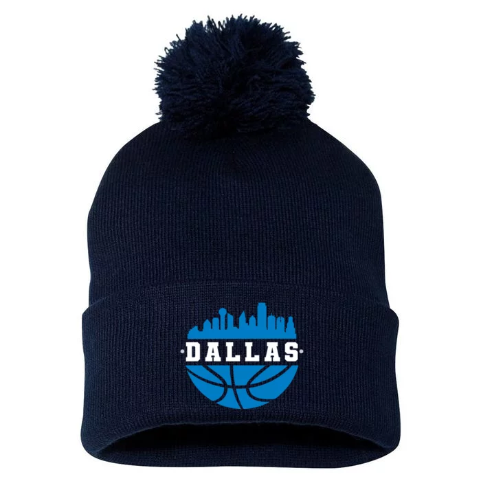 Dallas Basketball City Skyline Pom Pom 12in Knit Beanie