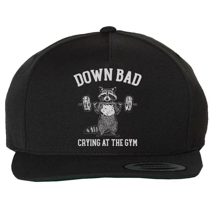 Down Bad Crying At The Gym Racoon Wool Snapback Cap