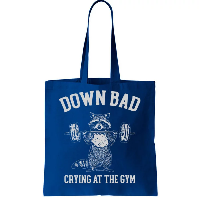 Down Bad Crying At The Gym Racoon Tote Bag