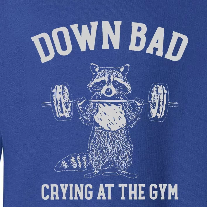 Down Bad Crying At The Gym Racoon Toddler Sweatshirt