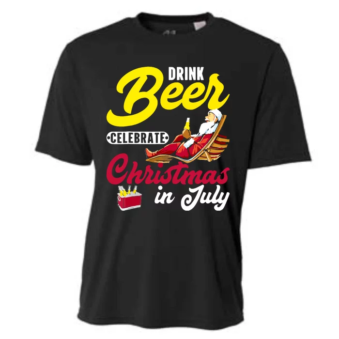 Drink Beer Celebrate Christmas In July, Summer Paradise Cooling Performance Crew T-Shirt