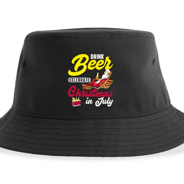 Drink Beer Celebrate Christmas In July, Summer Paradise Sustainable Bucket Hat