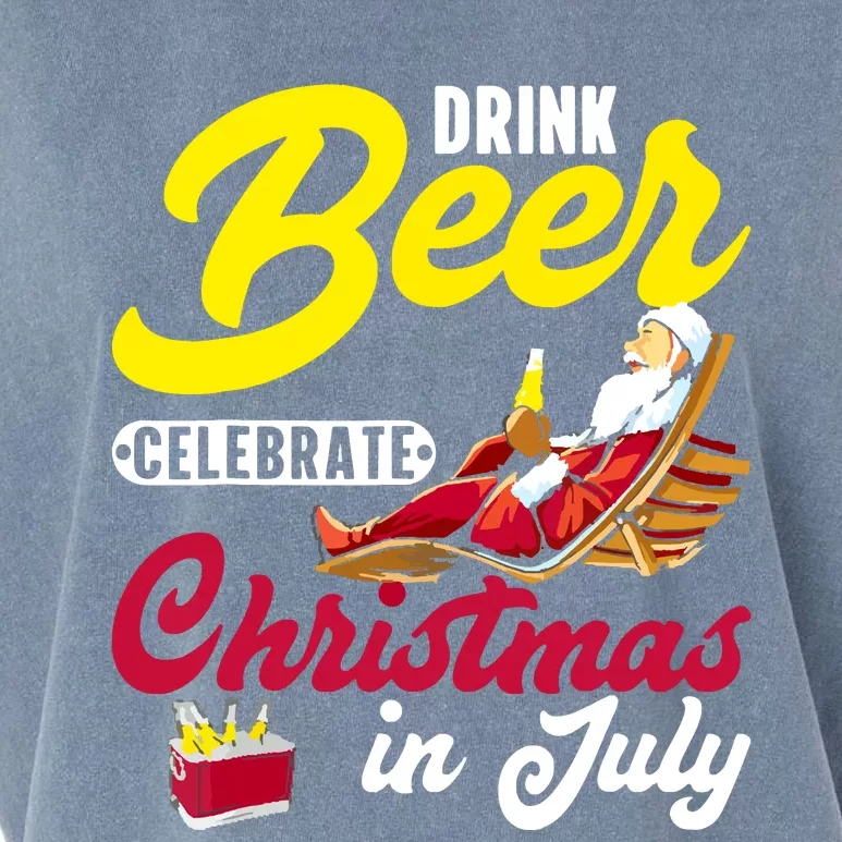 Drink Beer Celebrate Christmas In July, Summer Paradise Garment-Dyed Women's Muscle Tee