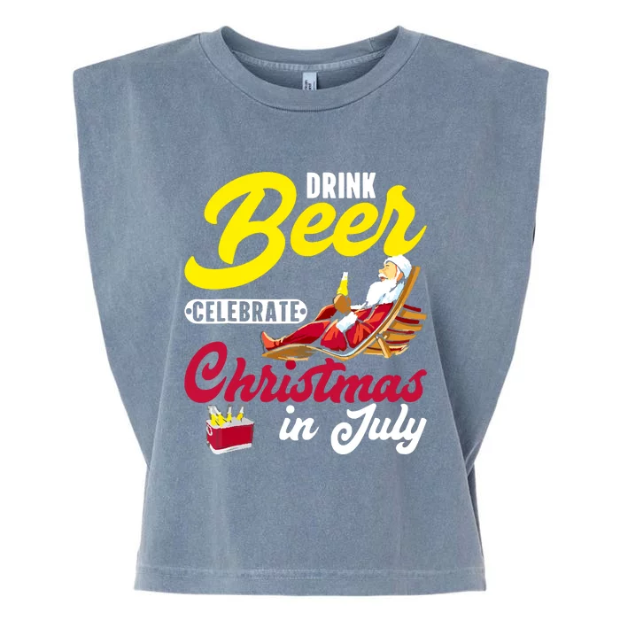 Drink Beer Celebrate Christmas In July, Summer Paradise Garment-Dyed Women's Muscle Tee