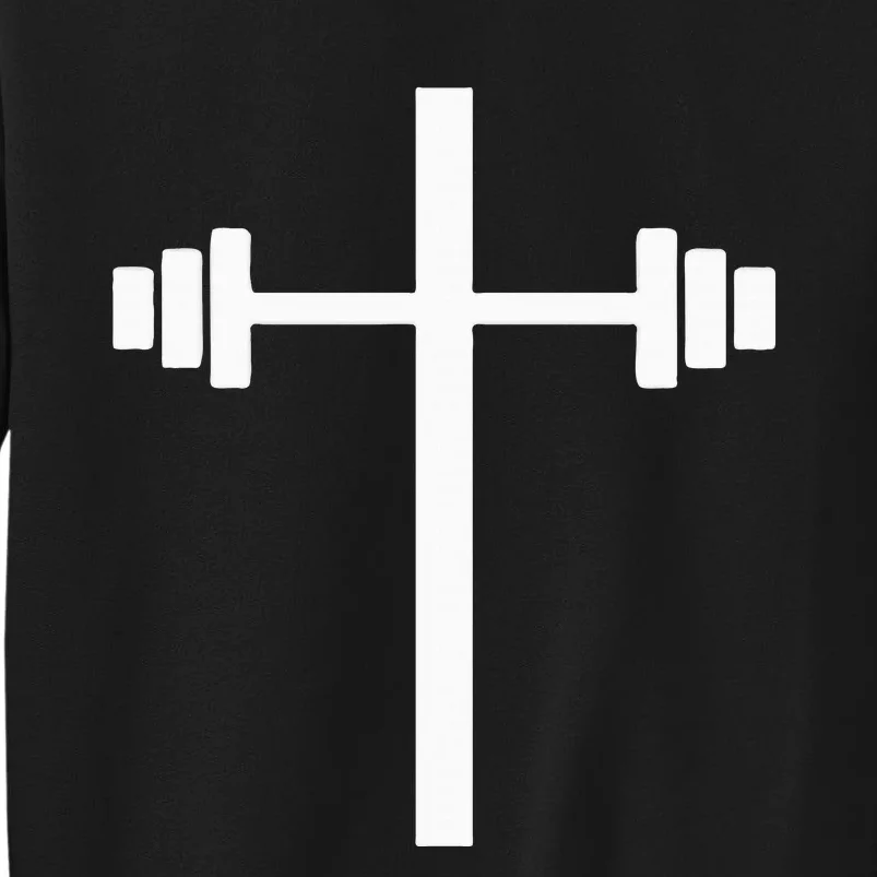 Dumbbell Barbell Cross Christian Gym Workout Lifting Tall Sweatshirt