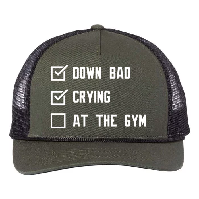 Down Bad Crying At The Gym Gift Retro Rope Trucker Hat Cap