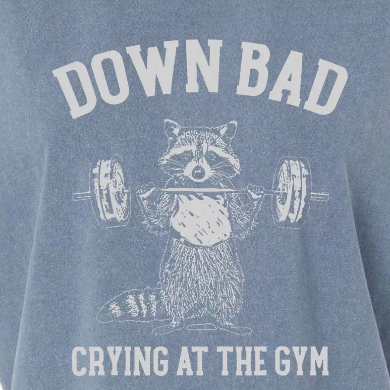 Down Bad Crying At The Gym Racoon Meme Garment-Dyed Women's Muscle Tee