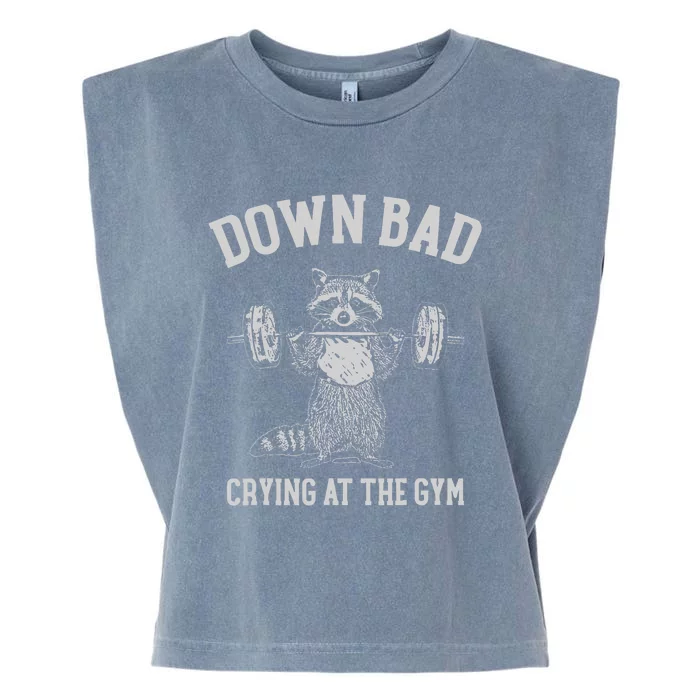 Down Bad Crying At The Gym Racoon Meme Garment-Dyed Women's Muscle Tee