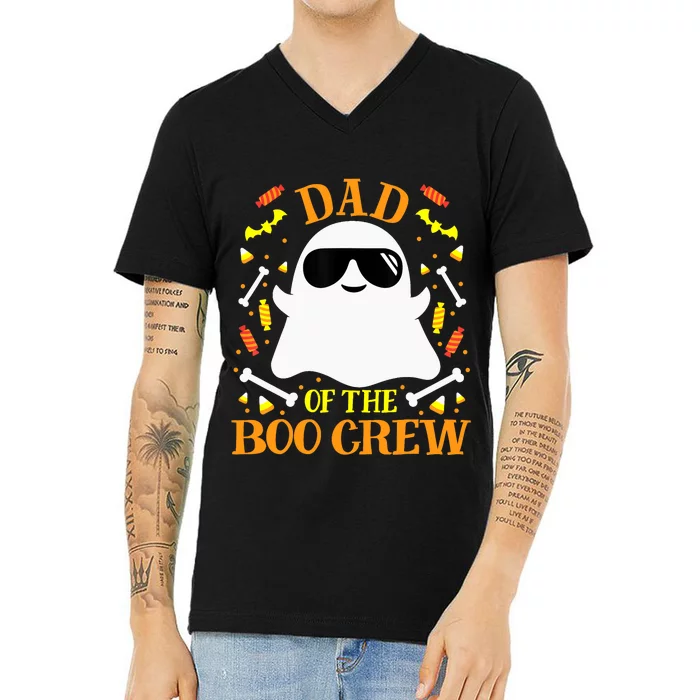 Dad Boo Crew Ghost Matching Family Set Groups Halloween V-Neck T-Shirt