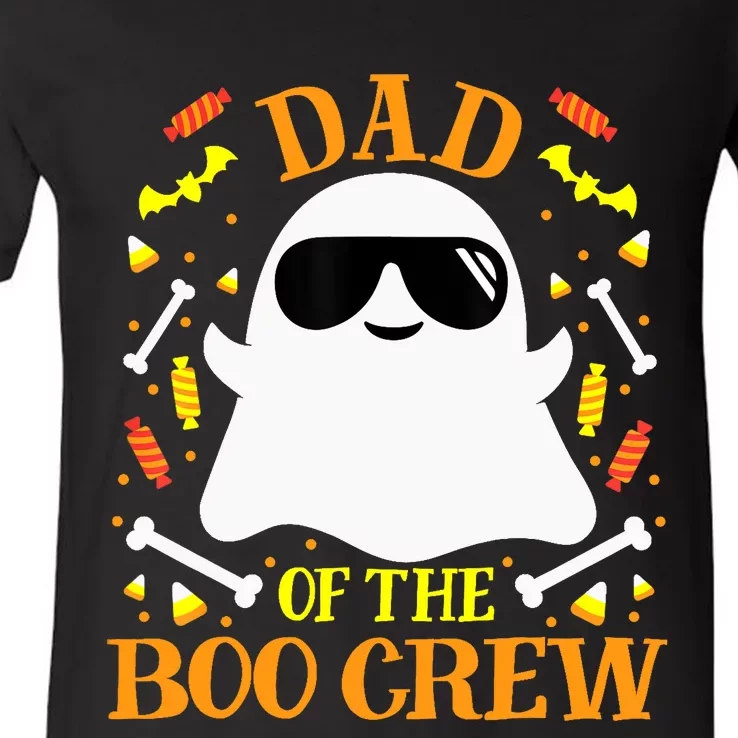 Dad Boo Crew Ghost Matching Family Set Groups Halloween V-Neck T-Shirt