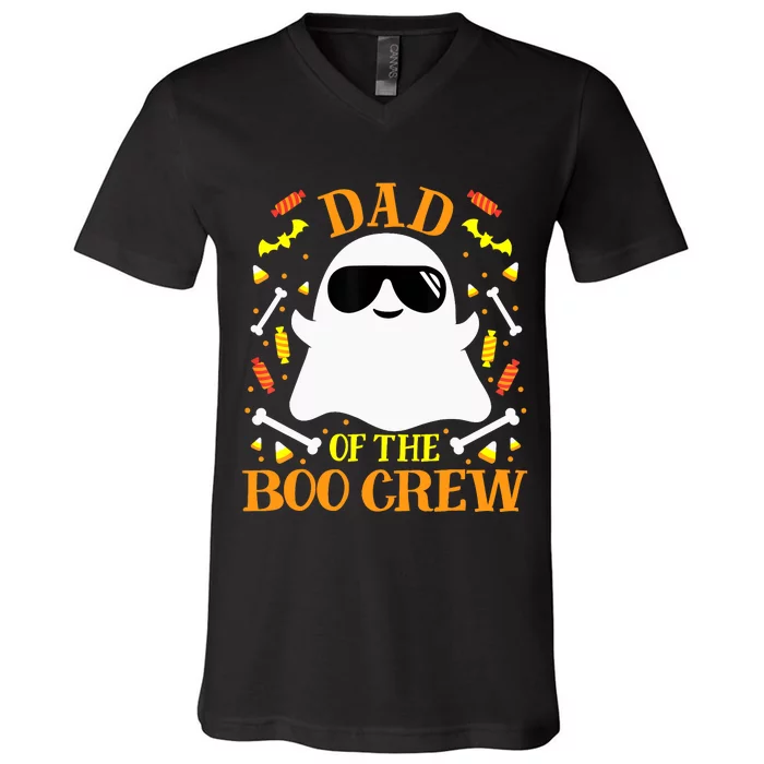 Dad Boo Crew Ghost Matching Family Set Groups Halloween V-Neck T-Shirt