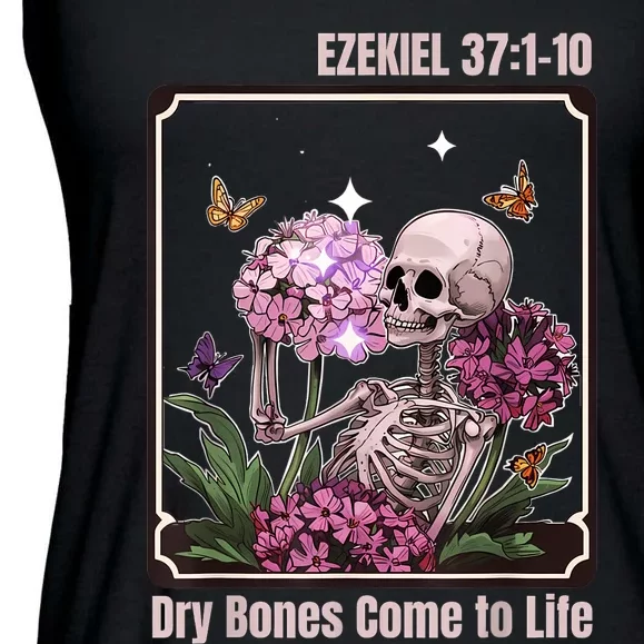 Dry Bone Come To Life Skeleton Floral Ladies Essential Flowy Tank