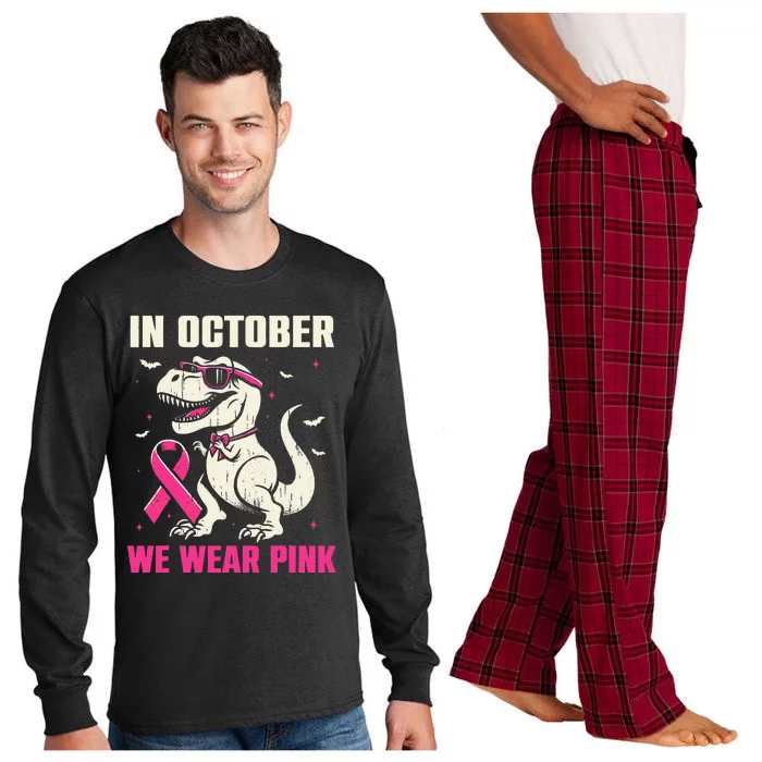 Dinosaur Breast Cancer Awareness Gift Long Sleeve Pajama Set