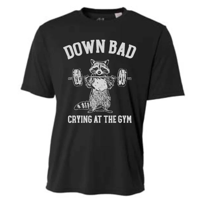 Down Bad Crying At The Gym Racoon Meme Cooling Performance Crew T-Shirt