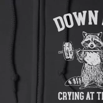 Down Bad Crying At The Gym Racoon Meme Full Zip Hoodie