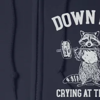 Down Bad Crying At The Gym Racoon Meme Full Zip Hoodie