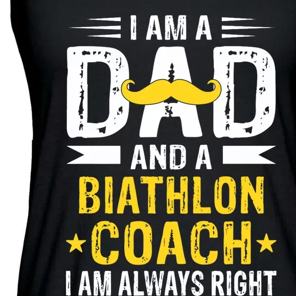 Dad Biathlon Coach Funny Biathlon Coach Humor Premium Ladies Essential Flowy Tank