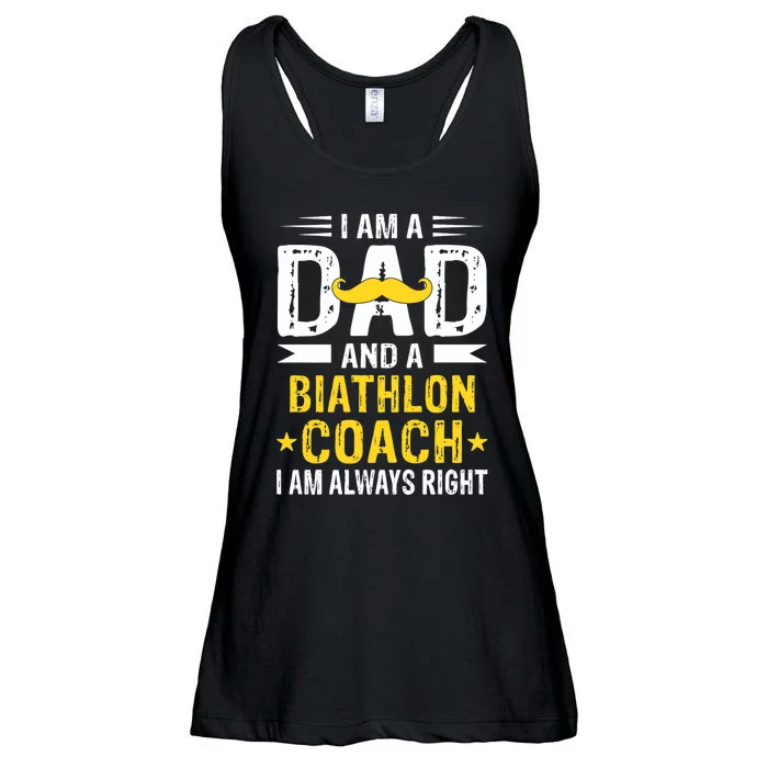 Dad Biathlon Coach Funny Biathlon Coach Humor Premium Ladies Essential Flowy Tank