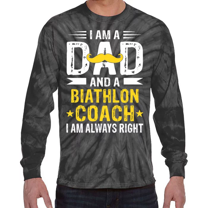 Dad Biathlon Coach Funny Biathlon Coach Humor Premium Tie-Dye Long Sleeve Shirt