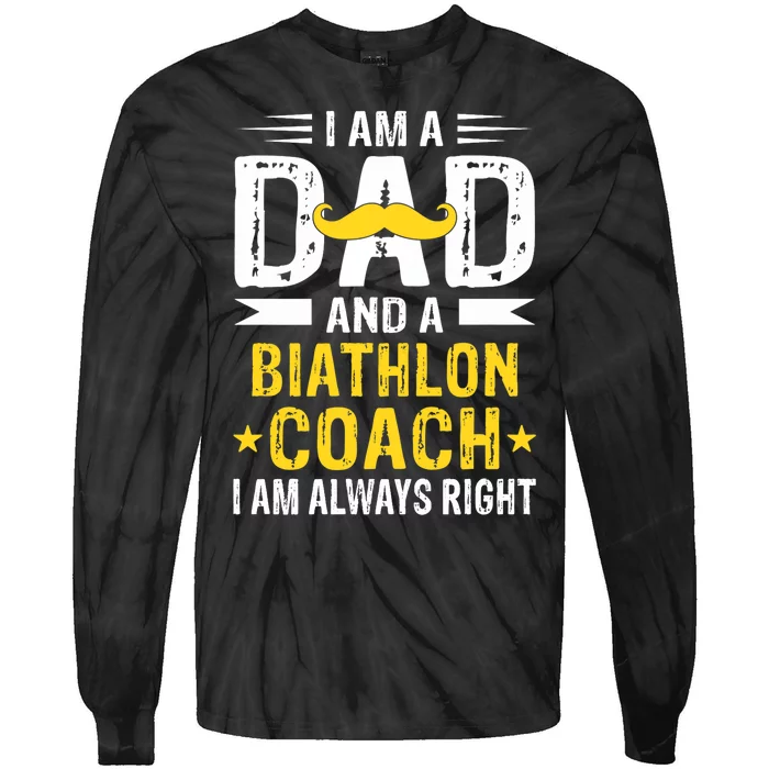 Dad Biathlon Coach Funny Biathlon Coach Humor Premium Tie-Dye Long Sleeve Shirt