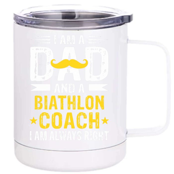 Dad Biathlon Coach Funny Biathlon Coach Humor Premium Front & Back 12oz Stainless Steel Tumbler Cup