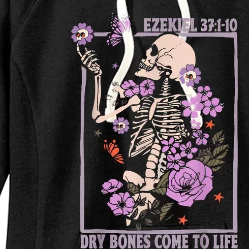 Dry Bone Come To Life Skeleton Floral Women's Fleece Hoodie