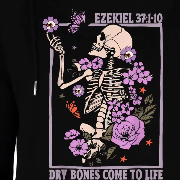 Dry Bone Come To Life Skeleton Floral Womens Funnel Neck Pullover Hood