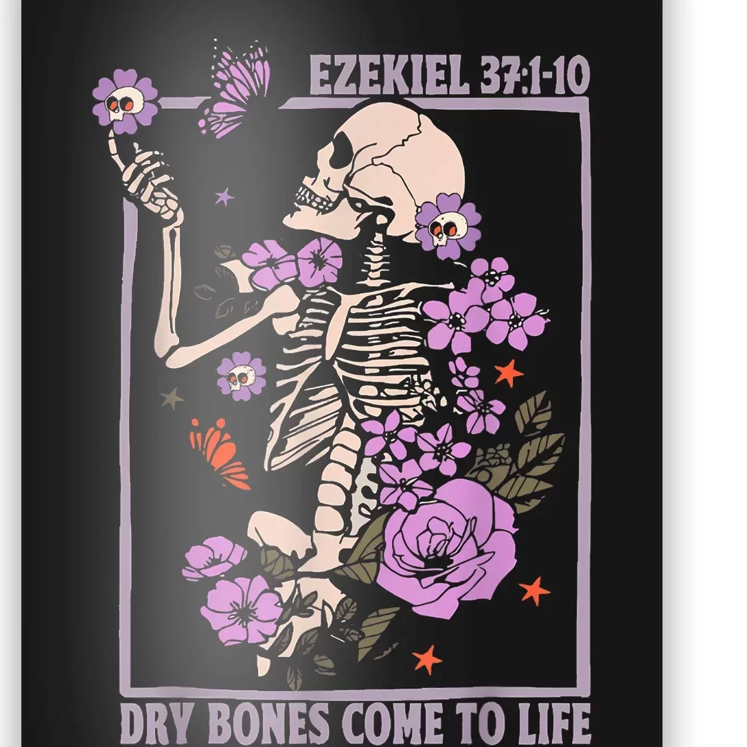 Dry Bone Come To Life Skeleton Floral Poster