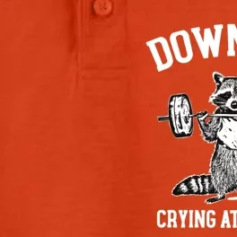 Down Bad Crying At Gym Funny Raccoon Lover Fan Gift Funny Gift Dry Zone Grid Performance Polo