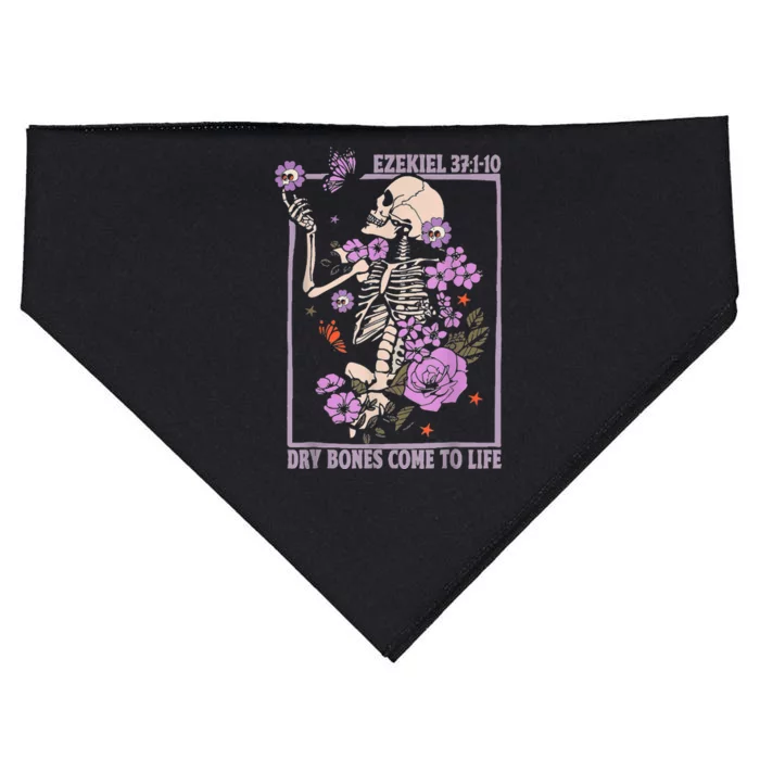 Dry Bone Come To Life Skeleton Floral USA-Made Doggie Bandana