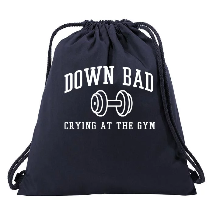 Down Bad Crying At The Gym Funny Drawstring Bag