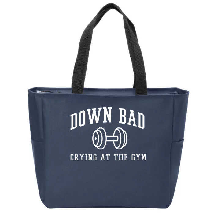 Down Bad Crying At The Gym Funny Zip Tote Bag