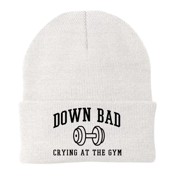 Down Bad Crying At The Gym Funny Knit Cap Winter Beanie