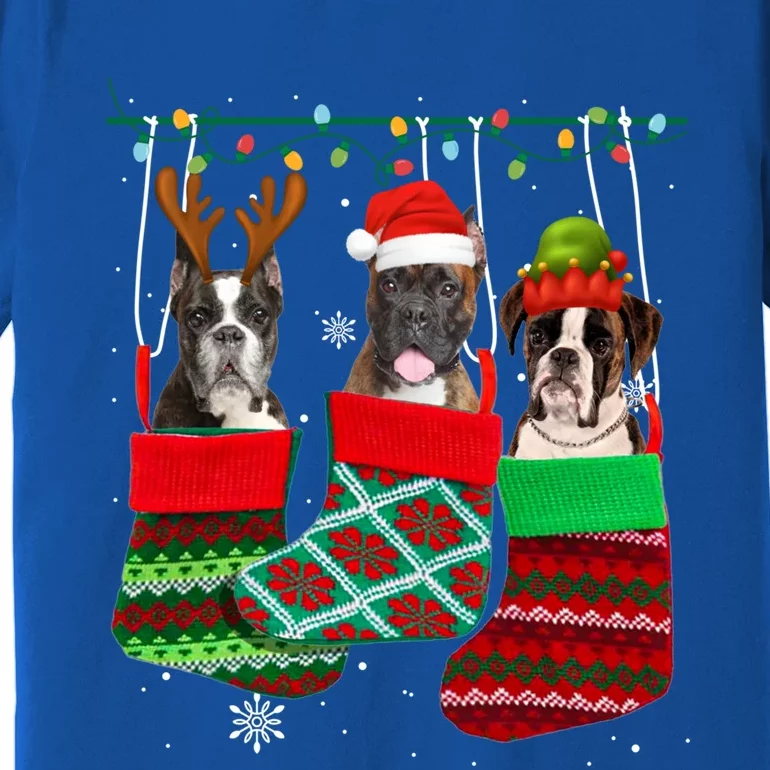 Dog Boxer Christmas Socks Funny Xmas Pajama Pet Puppy Gift Premium T-Shirt